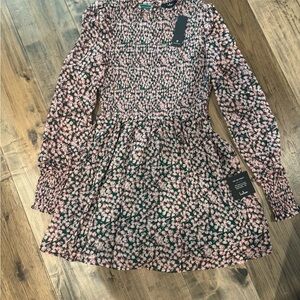 Lulu's Pink and Green Floral Long Sleeve Dress